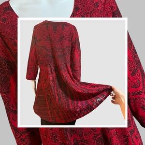 ONE WORLD Red Relaxed Tunic – 3/4 Sleeve – Women’s Size XXL